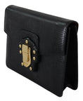 Load image into Gallery viewer, Dolce & Gabbana Schwarzes Leder Gold Metall Mini Frauen Geldbeutel Tasche Lucia Brieftasche
