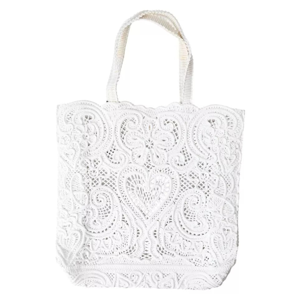 Dolce & Gabbana Beatrice Tote Tasche aus weißer Cordonetto-Spitze