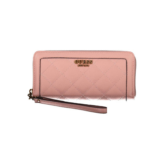 Guess Jeans Chic pink wallet with contrasting zip and logo