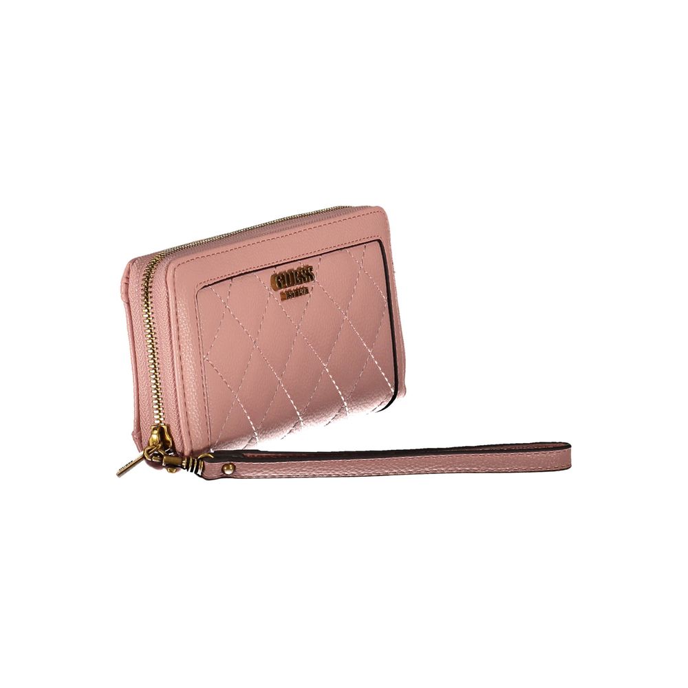 Guess Jeans Chic pink wallet with contrasting zip and logo