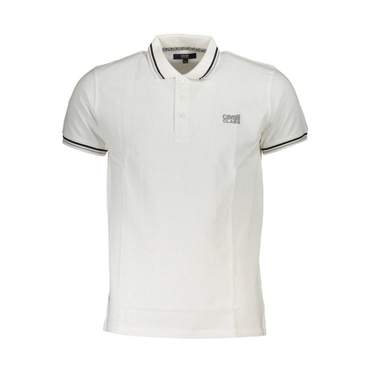 Cavalli Class Weißes Baumwoll-Poloshirt