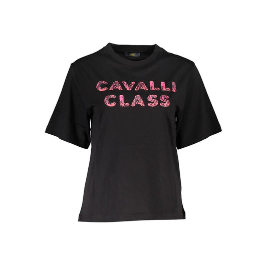 Cavalli Class Schwarzes Baumwoll-T-Shirt für Frauen