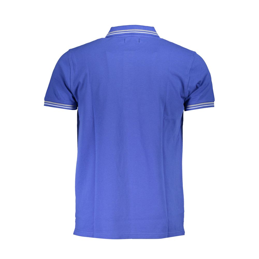 Cavalli Class Blaues Baumwoll-Poloshirt