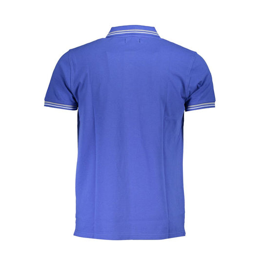 Cavalli Class Blaues Baumwoll-Poloshirt