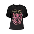 Resmi galeri görüntüleyiciye yükleyin, Cavalli Class Schwarzes Baumwoll-T-Shirt für Frauen
