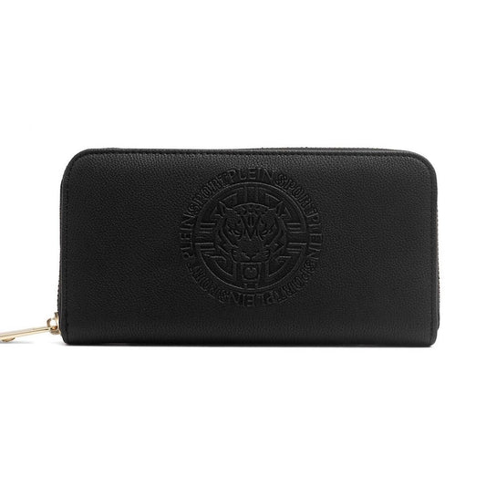 Plein Sport Elegant black wallet with zip and logo