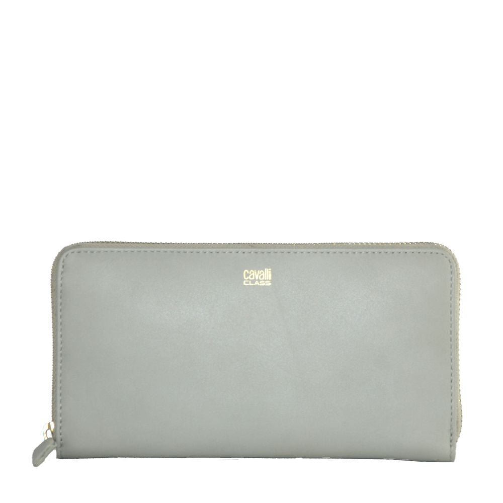 Cavalli Class Chic Gray Calfskin Wallet