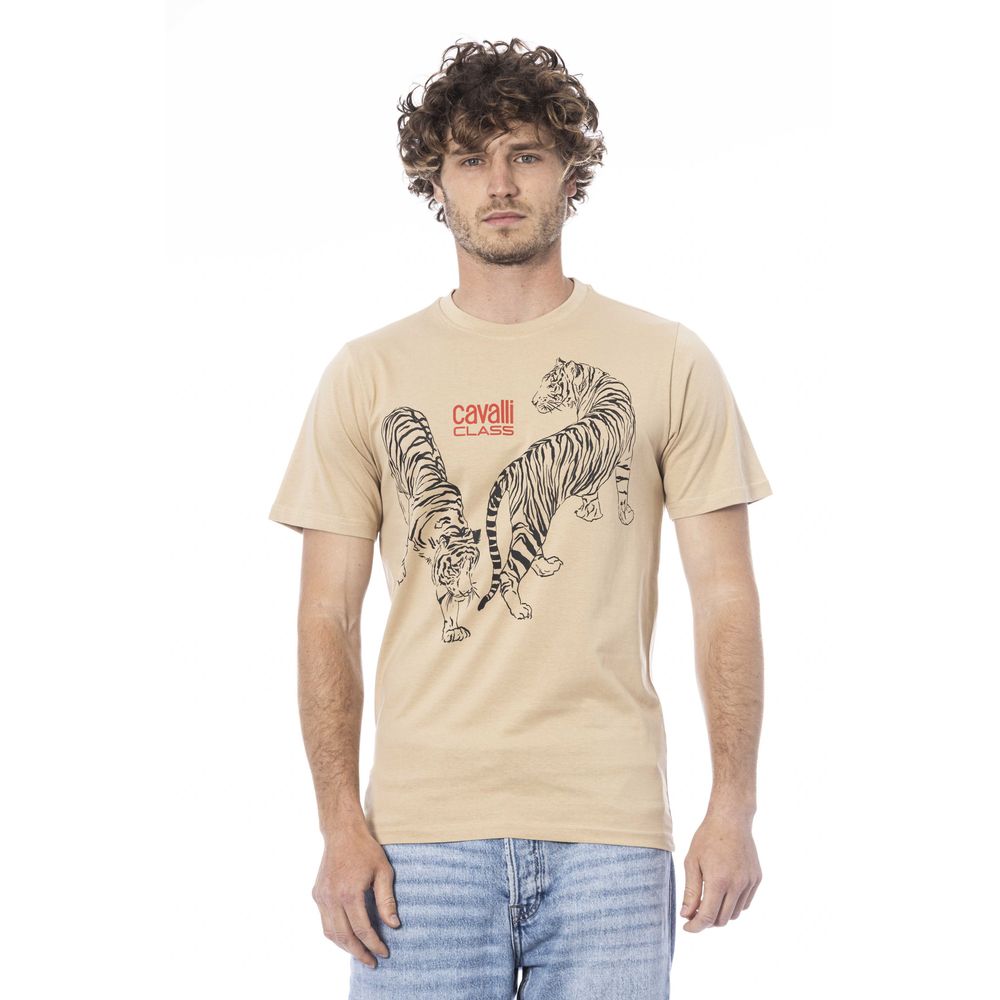 Cavalli Class Beige Baumwolle Männer T-Shirt