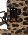 Load image into Gallery viewer, Dolce & Gabbana Braunes Leder Leopardendruck Logo Plaque Karteninhaber Brieftasche
