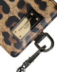 Load image into Gallery viewer, Dolce & Gabbana Braunes Leder Leopardendruck Logo Plaque Karteninhaber Brieftasche
