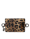 Load image into Gallery viewer, Dolce & Gabbana Braunes Leder Leopardendruck Logo Plaque Karteninhaber Brieftasche
