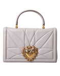 Load image into Gallery viewer, Dolce & Gabbana Hellgraue Devotion Gold Heart Leder Umhängetasche
