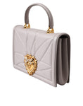 Load image into Gallery viewer, Dolce & Gabbana Hellgraue Devotion Gold Heart Leder Umhängetasche
