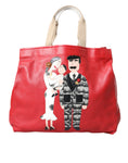 Bild in Galerie-Betrachter laden, Dolce & Gabbana Rote Leder #DGFamily Patch Einkaufstasche
