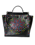 Load image into Gallery viewer, Dolce & Gabbana Schwarze SICILY Leder LED Top Handle Umhängetasche
