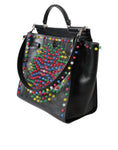 Load image into Gallery viewer, Dolce & Gabbana Schwarze SICILY Leder LED Top Handle Umhängetasche
