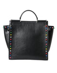 Load image into Gallery viewer, Dolce & Gabbana Schwarze SICILY Leder LED Top Handle Umhängetasche
