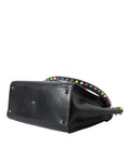 Load image into Gallery viewer, Dolce & Gabbana Schwarze SICILY Leder LED Top Handle Umhängetasche
