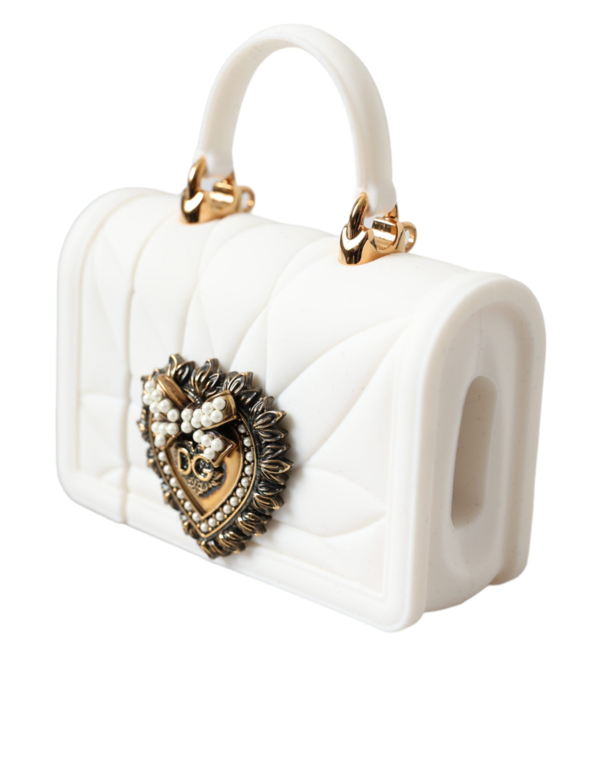 Dolce & Gabbana Weiß Silikon Hingabe Herz Abdeckung Hand Tasche Airpod Fall