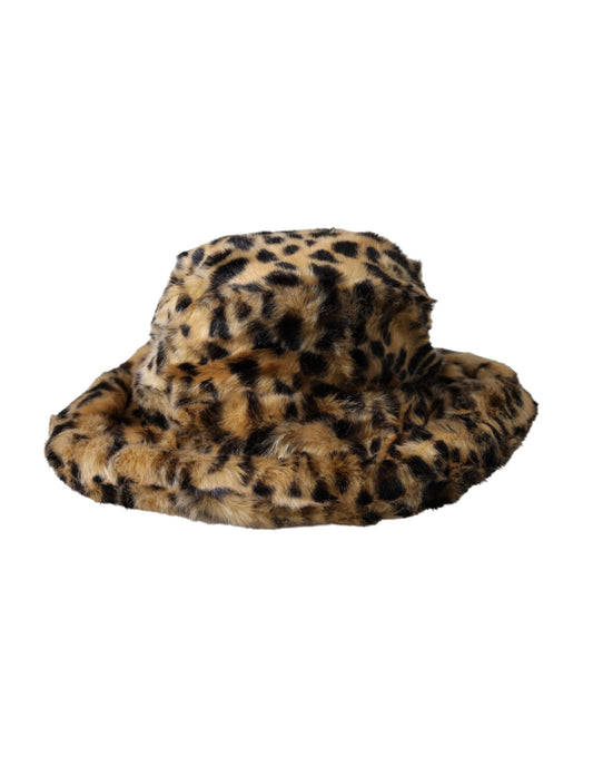 Dolce & Gabbana Brauner Leopardenfell Frauen Eimer Hut