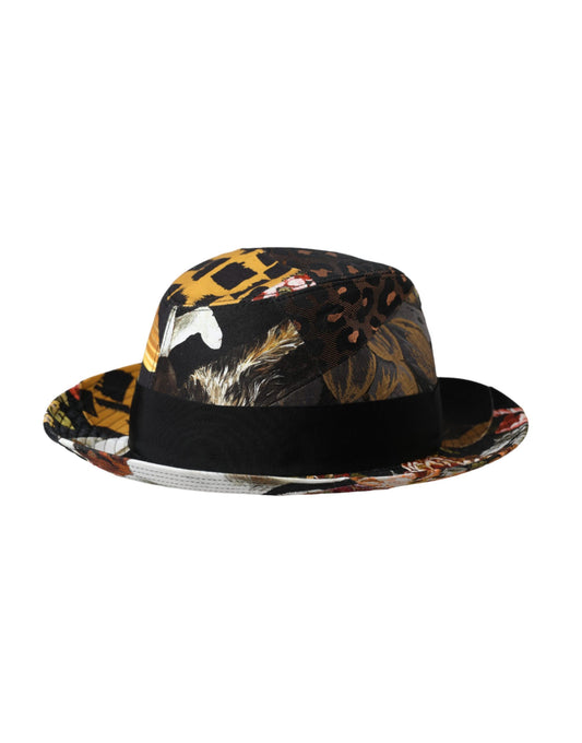 Dolce & Gabbana Multicolor Patchwork Frauen Fedora breite Krempe Hut