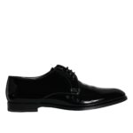 Dolce & Gabbana Schwarzes Kalbsleder Derby Herren Anzugschuhe