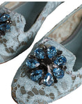 Load image into Gallery viewer, Dolce & Gabbana Blau Spitze Kristall Ballett Flats Loafers Schuhe
