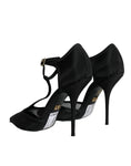 Bild in Galerie-Betrachter laden, Dolce & Gabbana Schwarz Mesh T-strap Stiletto High Heels Schuhe
