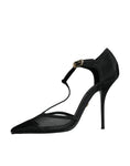 Bild in Galerie-Betrachter laden, Dolce & Gabbana Schwarz Mesh T-strap Stiletto High Heels Schuhe
