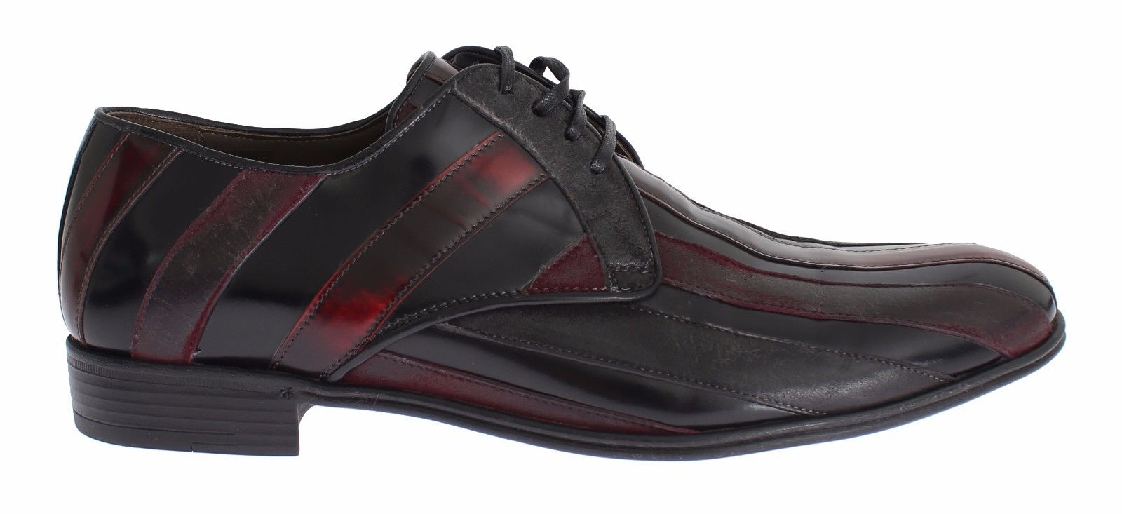 Dolce & Gabbana Elegante schwarz-bordeaux gestreifte Lederschuhe