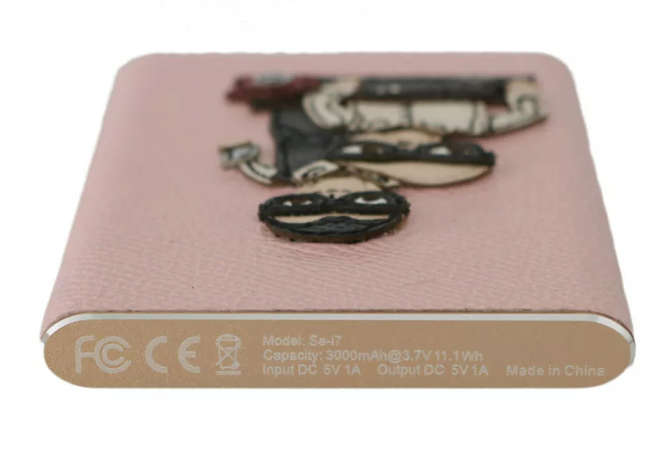 Dolce & Gabbana Schicke rosa Leder-Powerbank