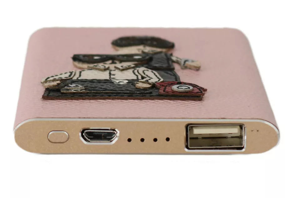 Dolce & Gabbana Schicke rosa Leder-Powerbank