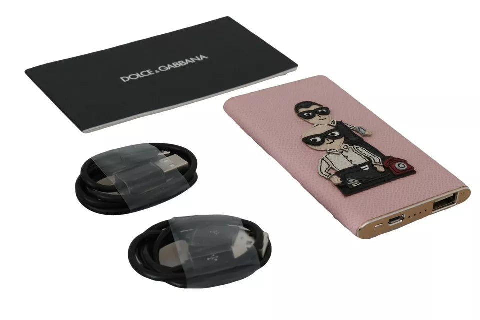 Dolce & Gabbana Schicke rosa Leder-Powerbank