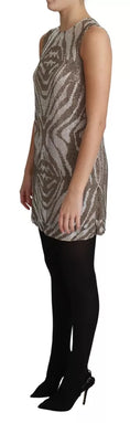 Load image into Gallery viewer, Dolce & Gabbana Braunes Crystal Shift Mini Zebra Silber Kleid
