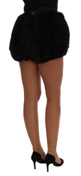 Load image into Gallery viewer, Dolce & Gabbana Elegant Black Fur Mini Shorts Hot Pants
