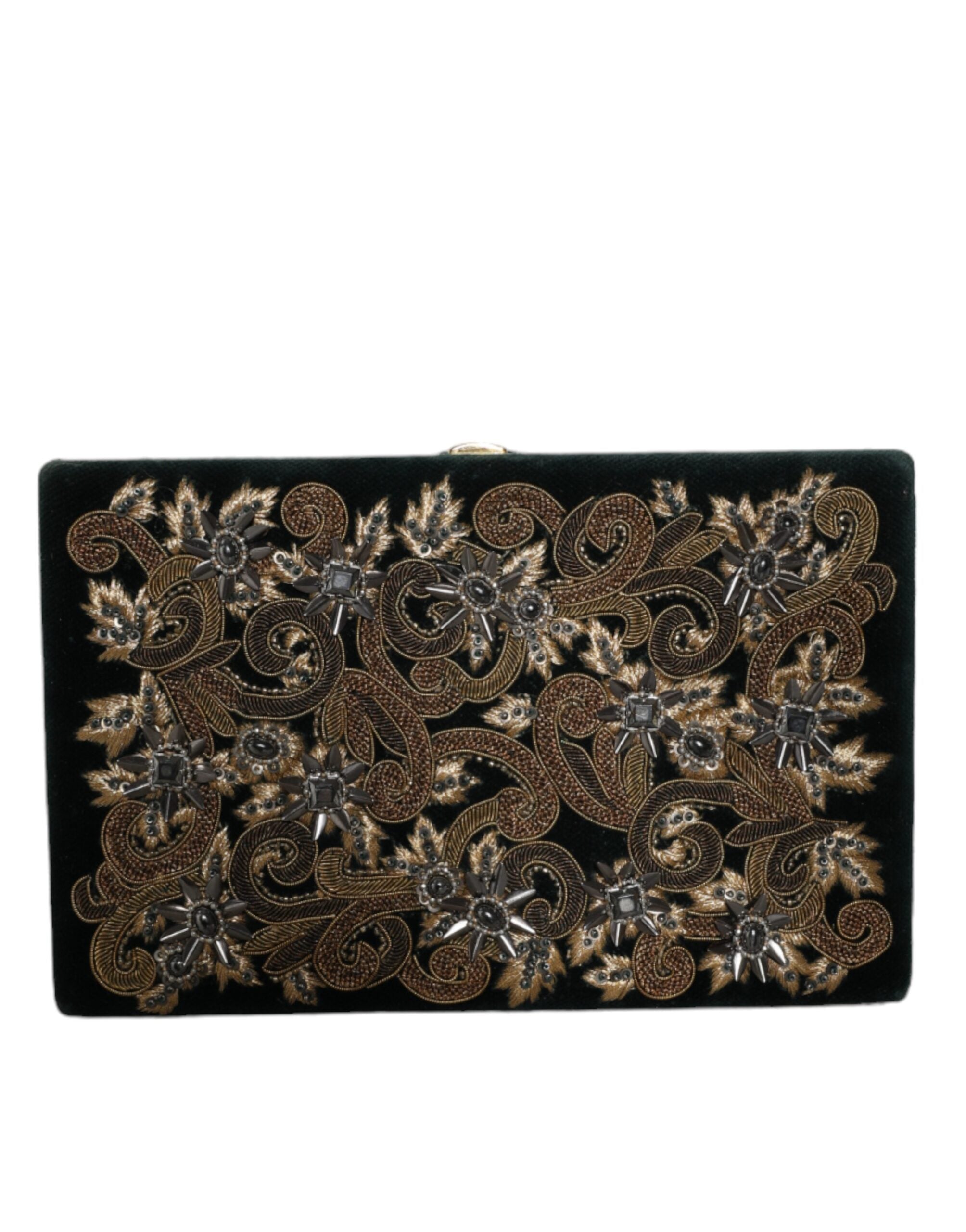 Dolce & Gabbana Schwarzer Samt Goldrahmen Clutch Abend Party Handtasche