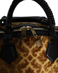 Load image into Gallery viewer, Dolce & Gabbana Beige Samt Top Handle Duffle Umhängetasche Frauen
