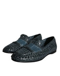 Load image into Gallery viewer, Dolce & Gabbana Blaue gewebte Leder Slipper Männer Schuhe
