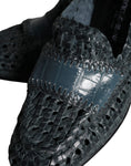 Load image into Gallery viewer, Dolce & Gabbana Blaue gewebte Leder Slipper Männer Schuhe
