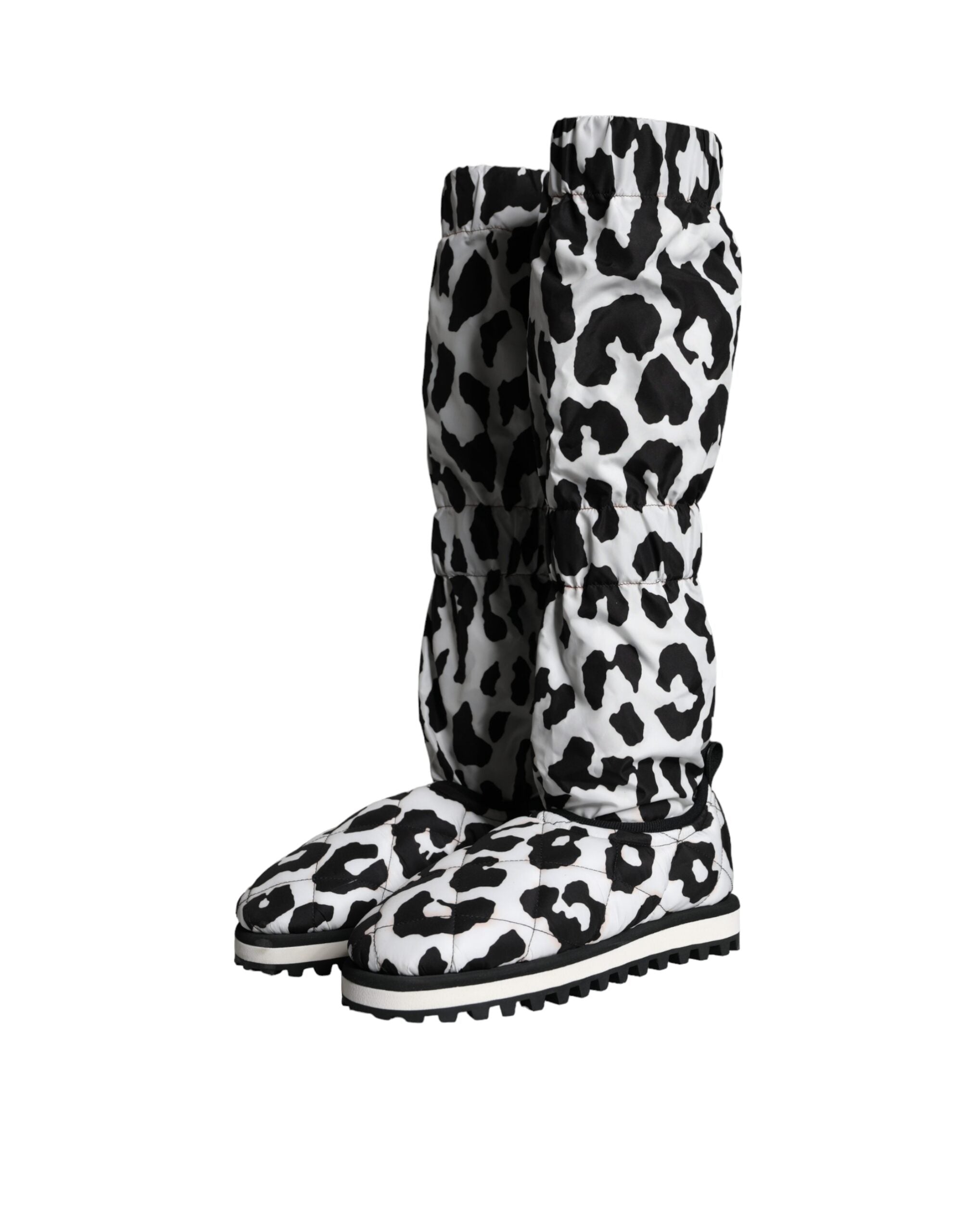 Dolce & Gabbana Schwarz Weiß Leopard Gesteppt Männer Stiefel Turnschuhe Schuhe