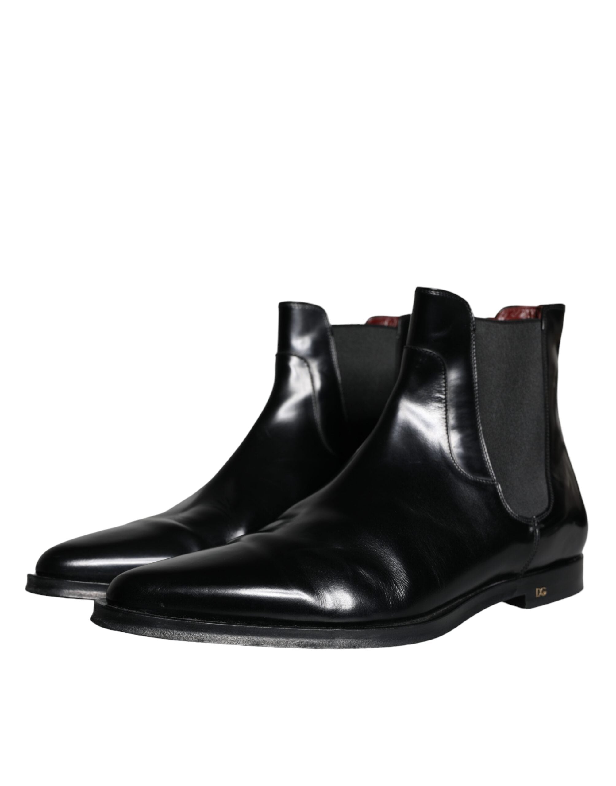 Dolce & Gabbana Schwarze Leder Chelsea-Stiefel Schuhe