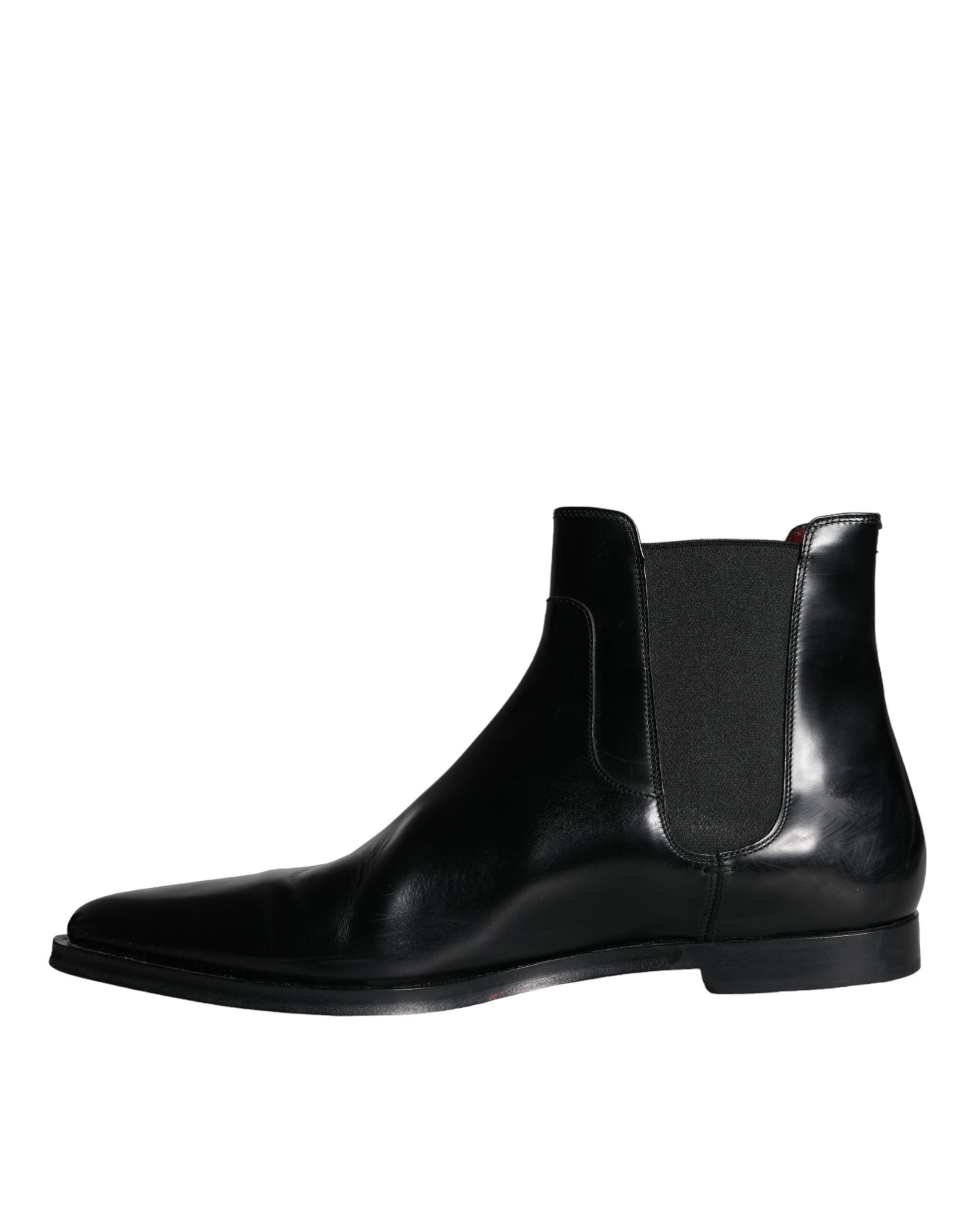 Dolce & Gabbana Schwarze Leder Chelsea-Stiefel Schuhe