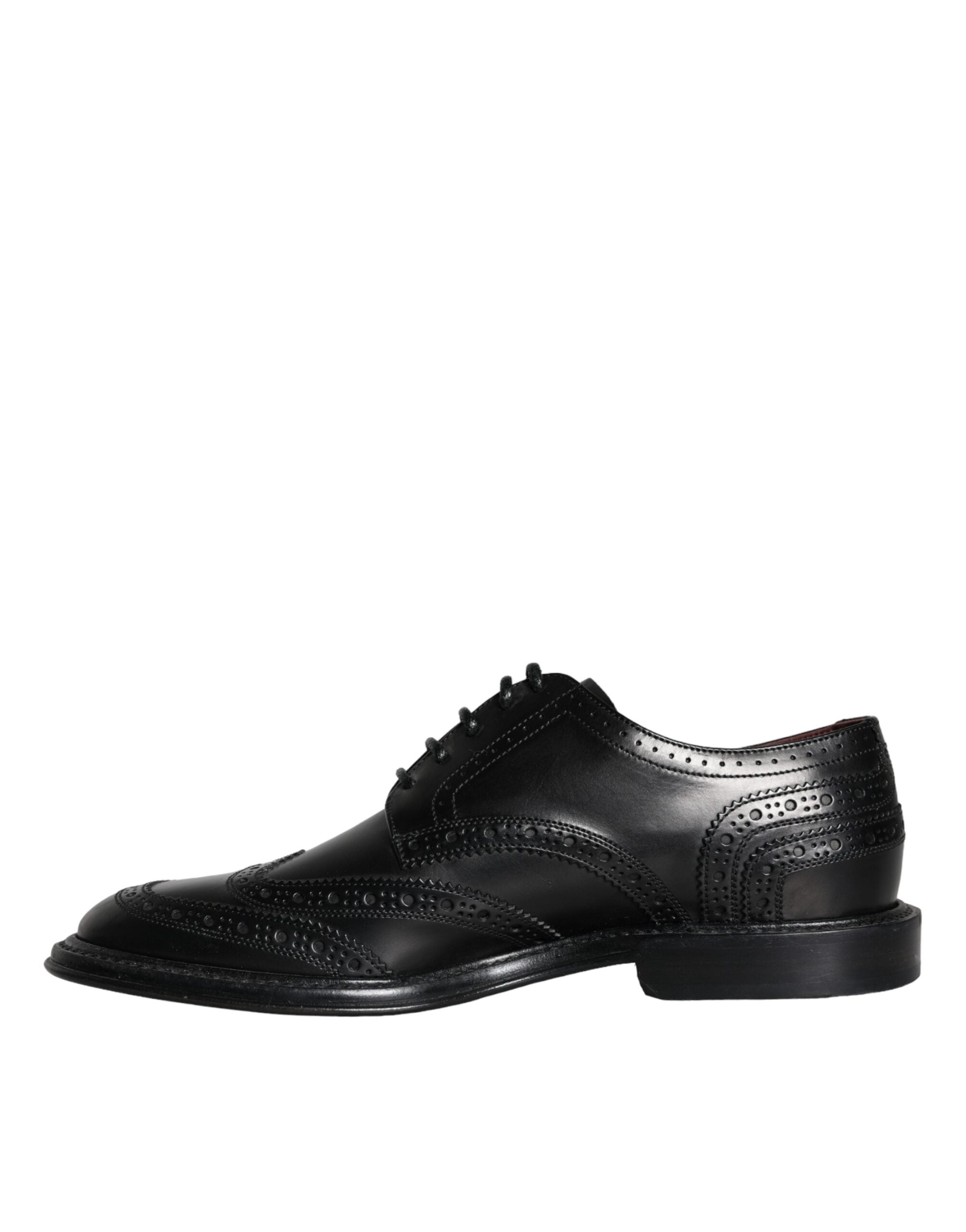 Dolce & Gabbana Schwarzes Leder Oxford Wingtip Formale Männer Schuhe