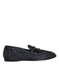 Bild in Galerie-Betrachter laden, Dolce & Gabbana Schwarz gewebt Raffia Slip On Loafers Männer Schuhe
