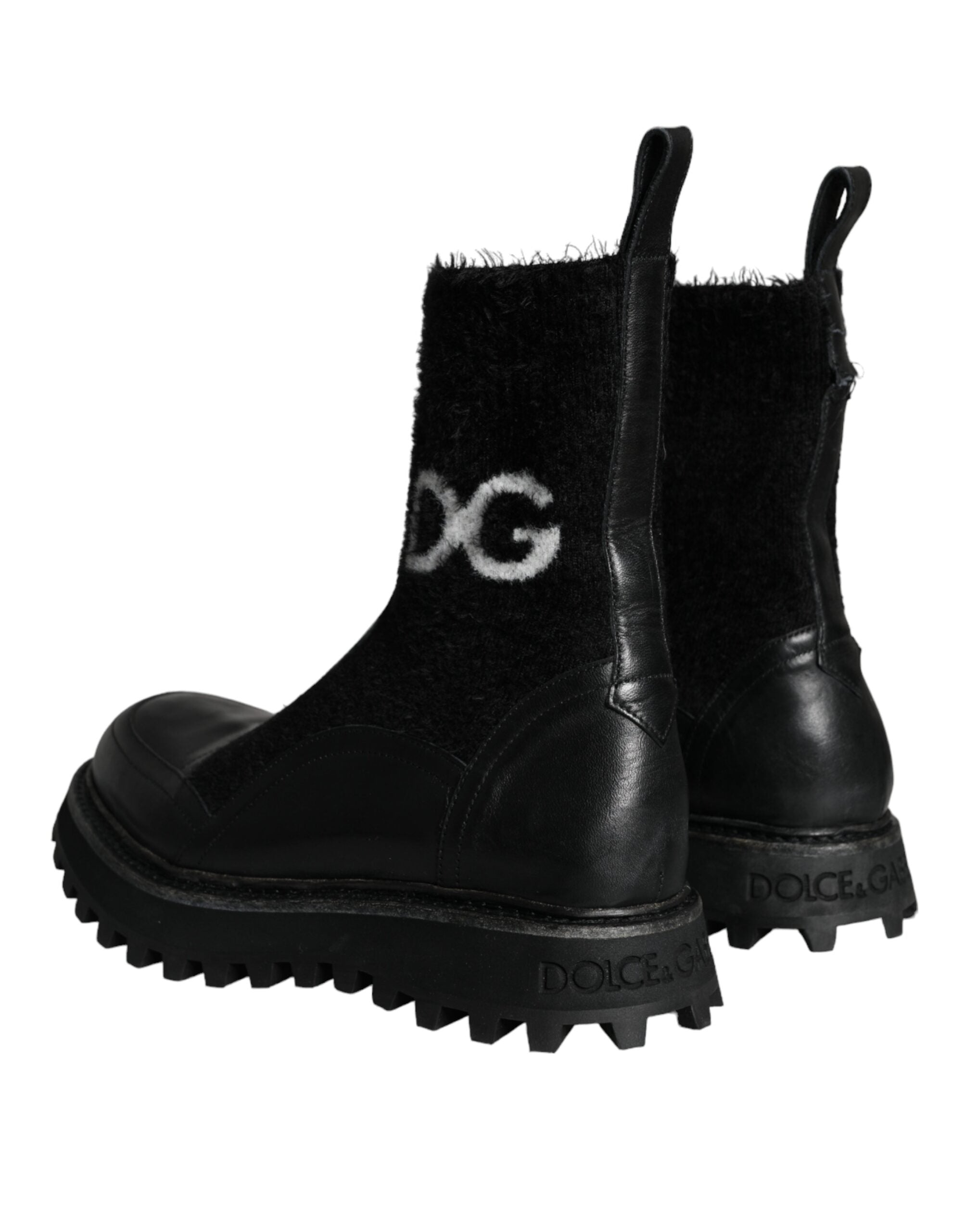 Dolce & Gabbana Schwarz DG Logo Horse Sock Ankle Boots Schuhe