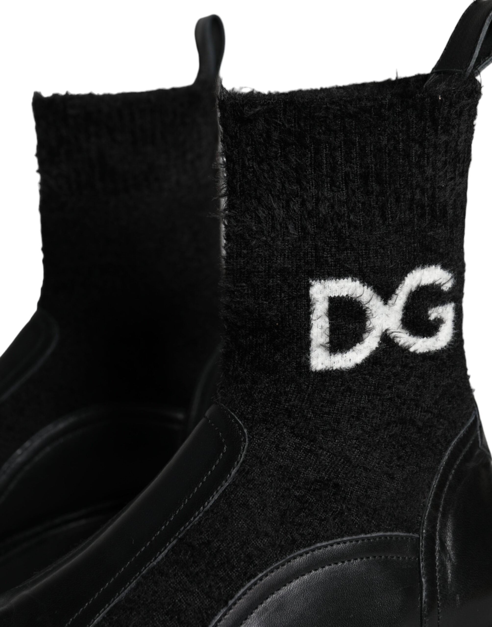 Dolce & Gabbana Schwarz DG Logo Horse Sock Ankle Boots Schuhe