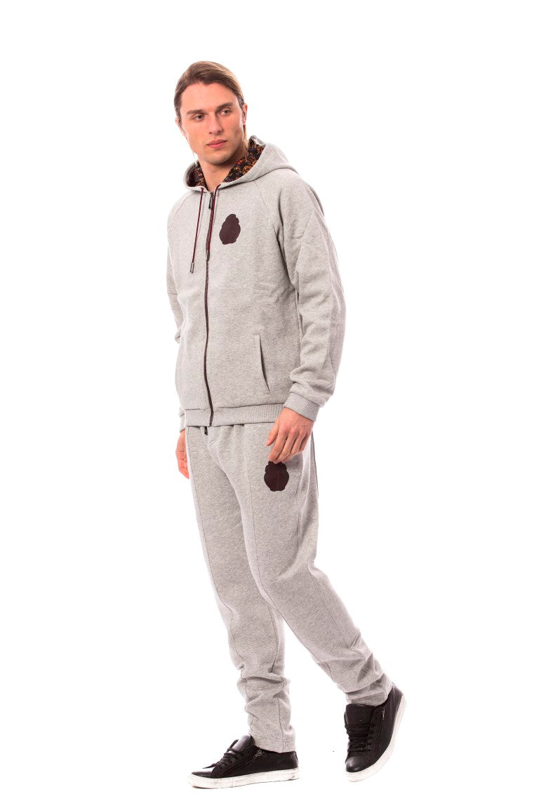 Billionaire Italian Couture Elegant gray cotton sweatsuit ensemble