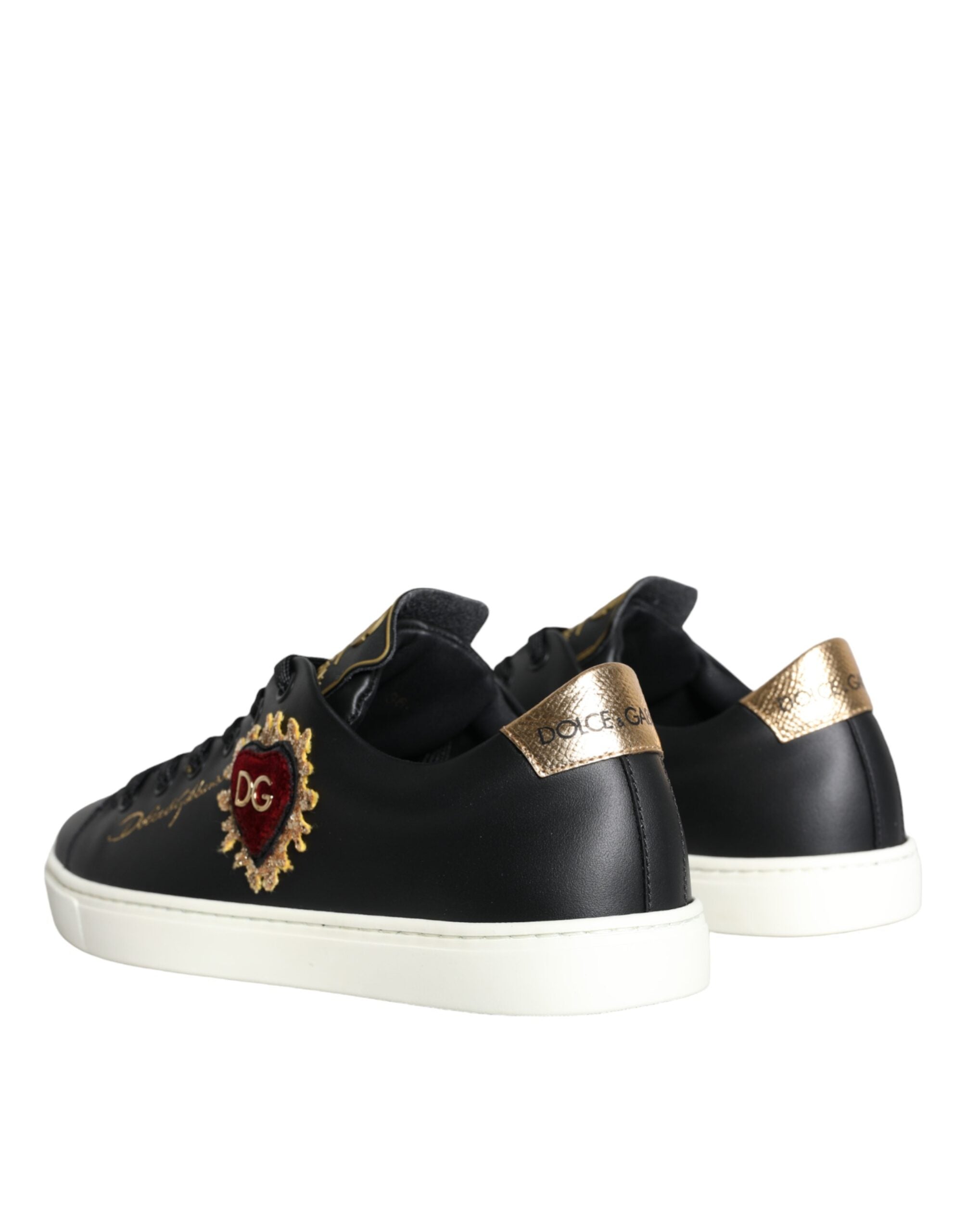 Dolce & Gabbana Schwarz Portofino Sacred Heart Turnschuhe Schuhe