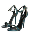 Load image into Gallery viewer, Dolce & Gabbana Dunkelgrüne Kalbsleder Heels Sandalen Schuhe
