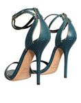 Load image into Gallery viewer, Dolce & Gabbana Dunkelgrüne Kalbsleder Heels Sandalen Schuhe
